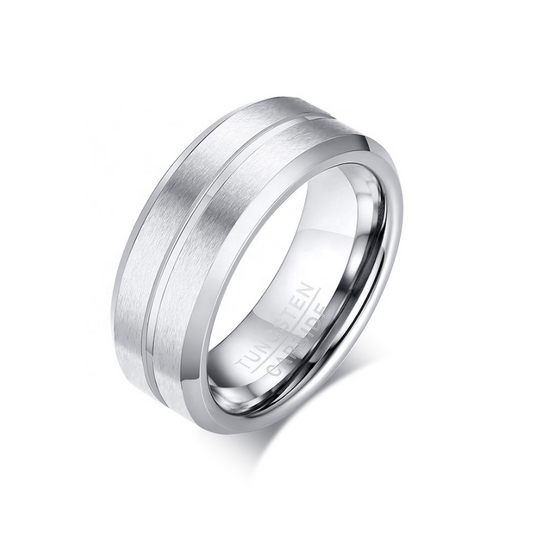 Silver Channel Tungsten Carbide Ring