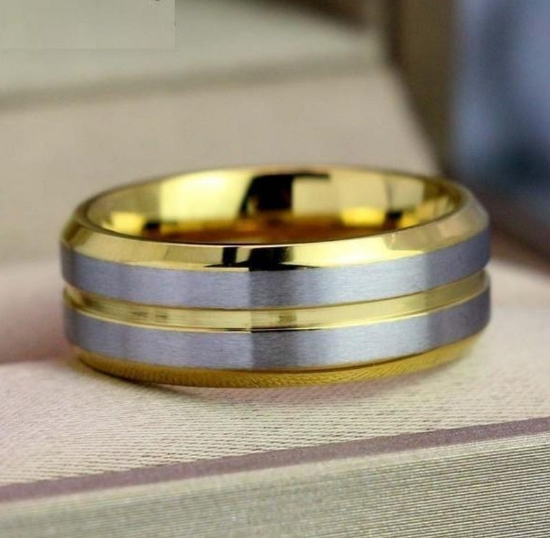 Gold Channel Tungsten Carbide Rings