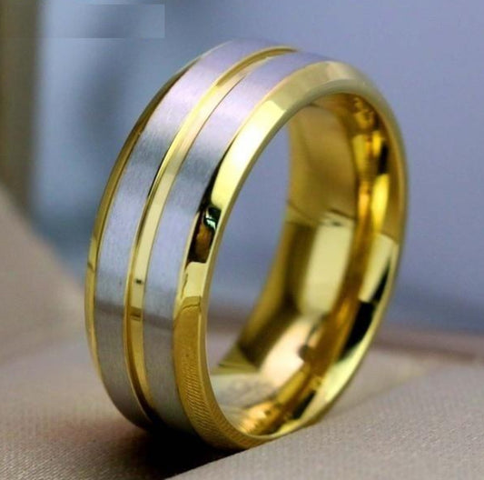 Gold Channel Tungsten Carbide Rings