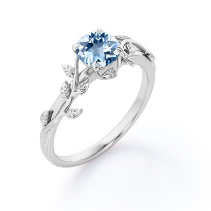 Sky Blue Topaz Leaf Solitaire S925