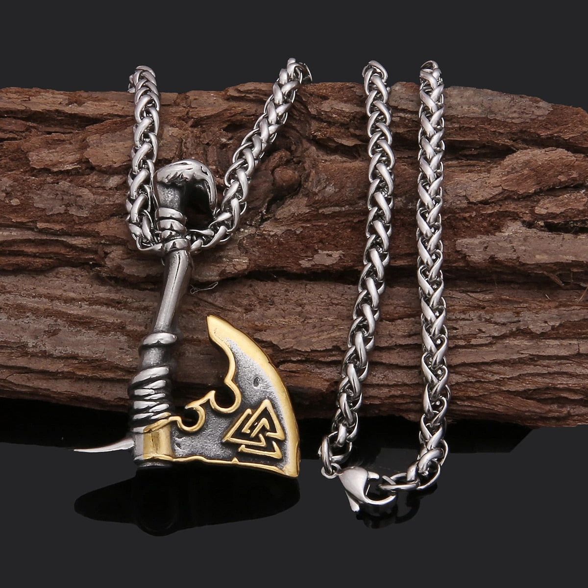 Nordic Viking Axe Necklace- Gold