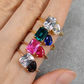 1.0Ct Moissanite Pear & Emerald Ring Silver