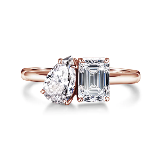 1.0ct Moissanite Twin Style Ring Rose Gold