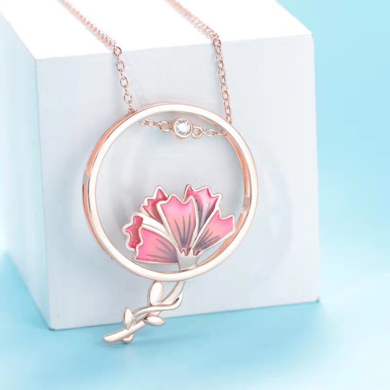 Carnation Drop Pendant Necklace
