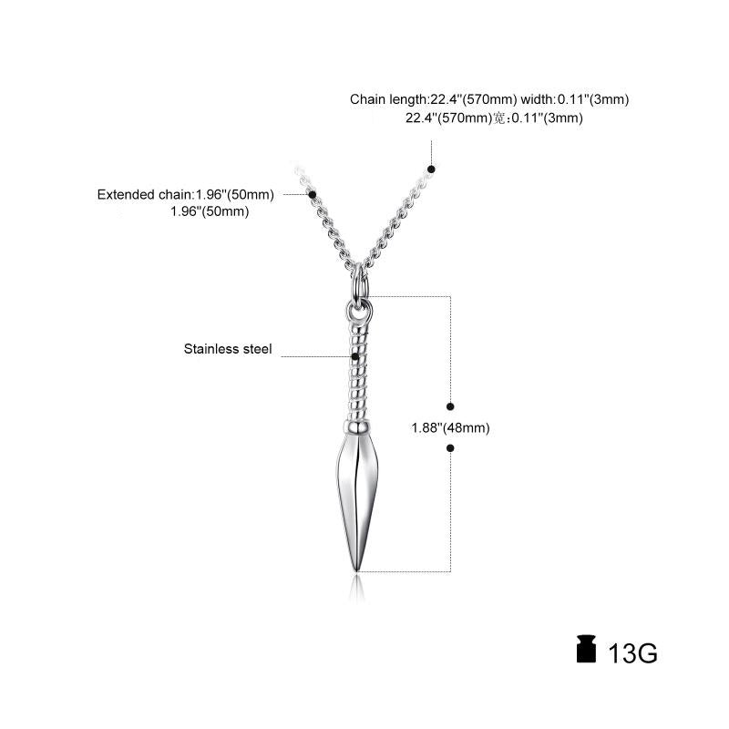 Kunai Steel Spear Pendant Necklace