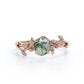 Moss Green Agate Leaf Solitaire in Rose Gold