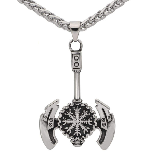 Vegvisir Viking Battle Axe- Silver