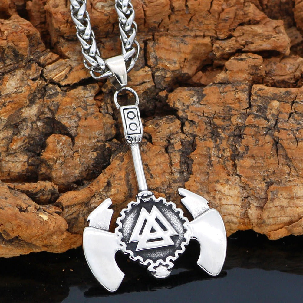 Vegvisir Viking Battle Axe- Silver