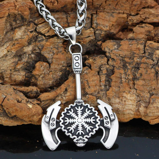 Vegvisir Viking Battle Axe- Silver