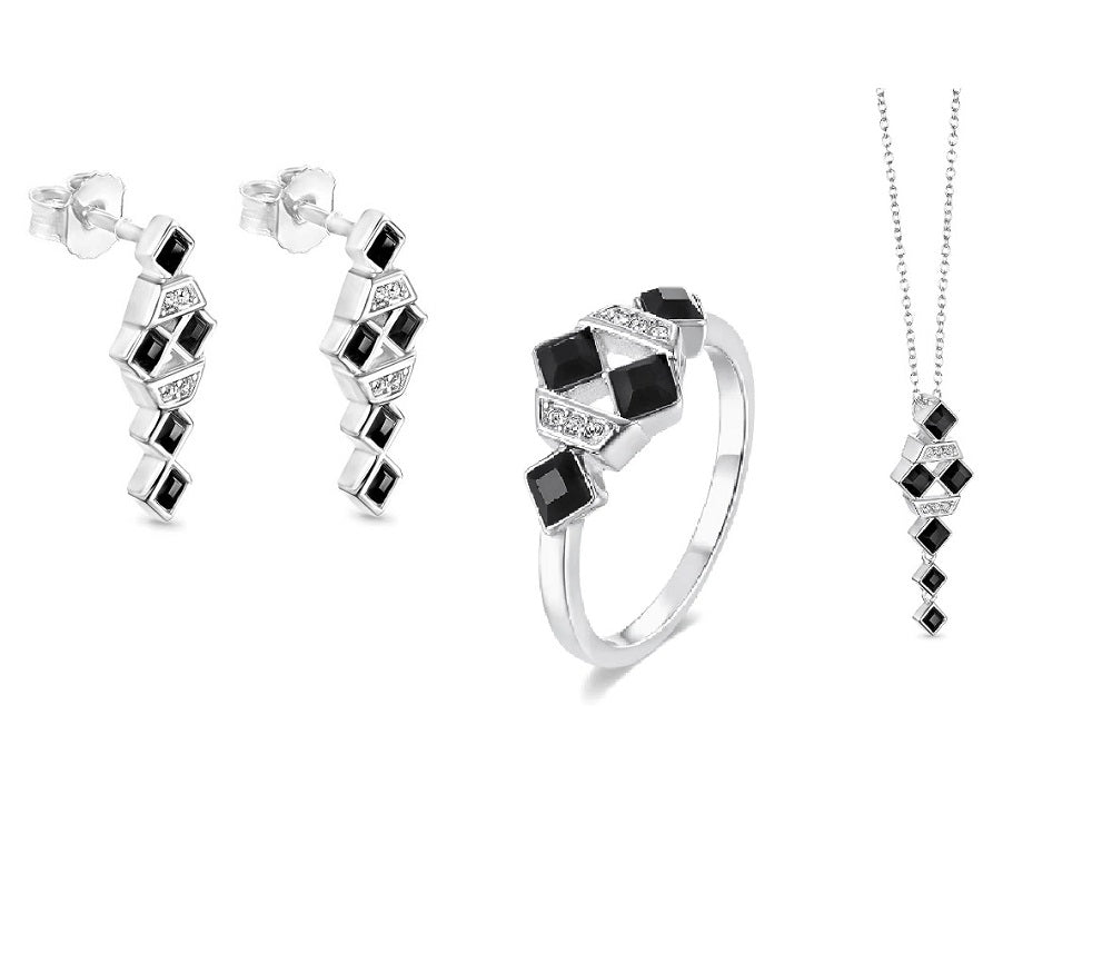 Dhia Black Square Necklace embellished with crystals from Swarovski