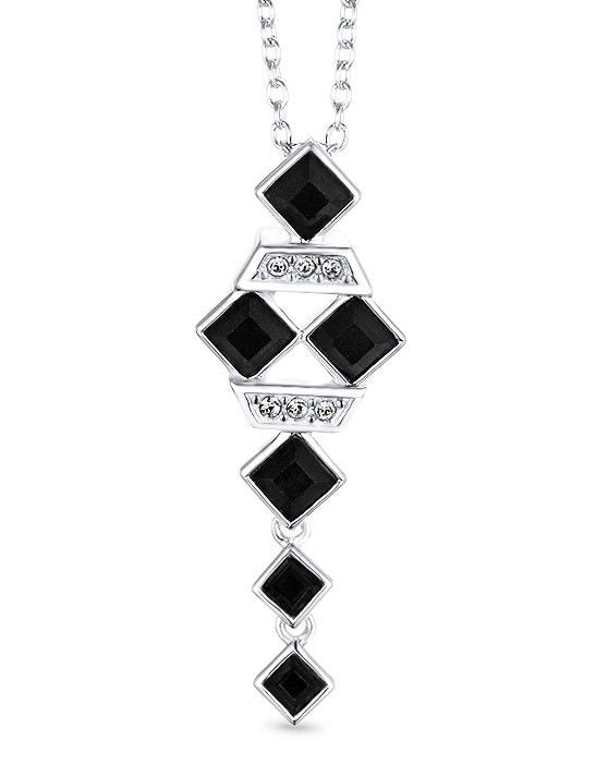Dhia Black Square Necklace embellished with crystals from Swarovski