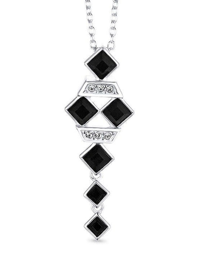 Dhia Black Square Necklace embellished with crystals from Swarovski