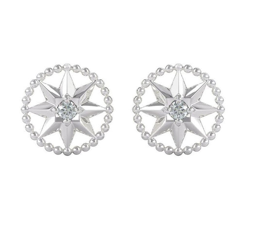 Silver Compass Earrings