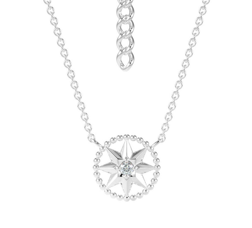Silver Compass Necklace