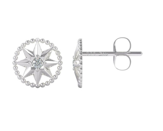 Silver Compass Earrings