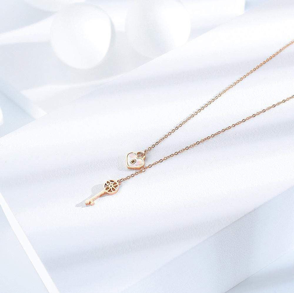 Lock and Key Pattern NecklaceGorgeous and timeless, this 18k rose gold necklace is designed with the delicate lock and key motif. With a subtle yet stylish look, this timeless piece is ideal forWomans Necklaces8006Dhia JewelleryKey Pattern Necklace