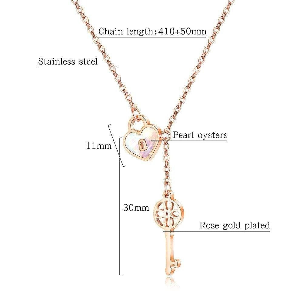 Lock and Key Pattern NecklaceGorgeous and timeless, this 18k rose gold necklace is designed with the delicate lock and key motif. With a subtle yet stylish look, this timeless piece is ideal forWomans Necklaces8006Dhia JewelleryKey Pattern Necklace