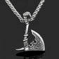 Valknut Viking Axe Necklace- Silver