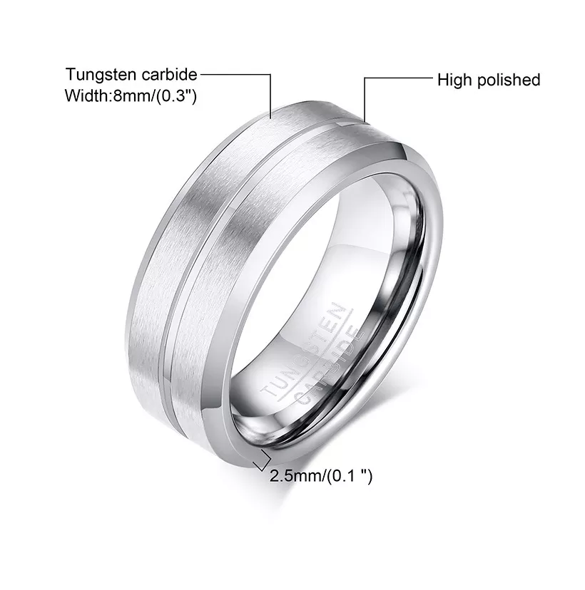 Silver Channel Tungsten Carbide Ring