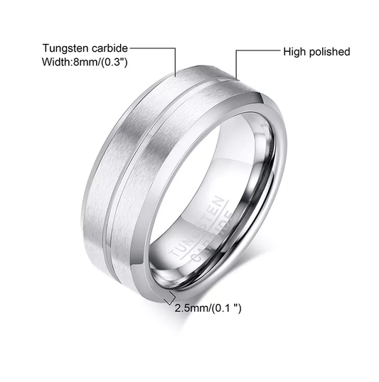 Silver Channel Tungsten Carbide Ring