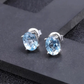 1,2ct Natural Sky Blue Topaz Oval Shape Stud Earrings
