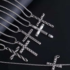 Trendy Block Cross Necklace