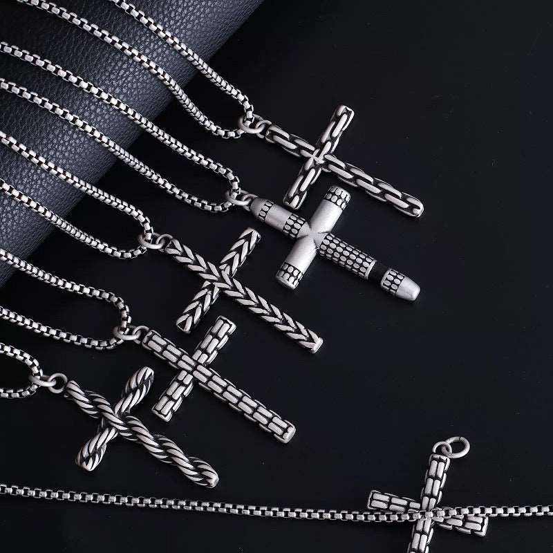 Trendy Block Cross Necklace