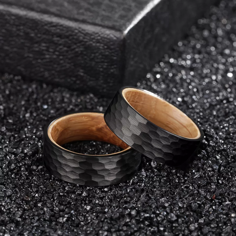 Whiskey Barrel and Tungsten Rings