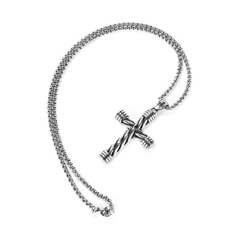 Twisted Rope Cross Necklace
