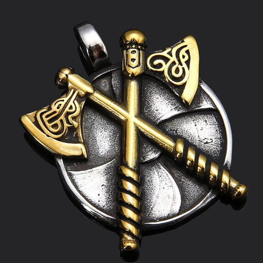 Celtic Norse Pagan Warrior Necklace - Gold