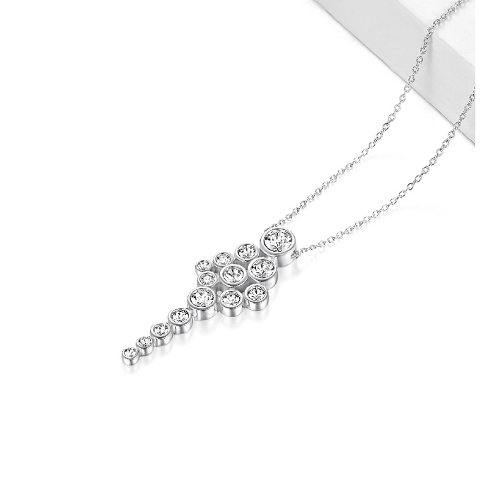 Waterfall NecklaceDhia Waterfall Necklace In Sterling Silver embellished with Crystals From Swarovski.

Material: 925 Sterling Silver &amp; RhodiumColor: ClearN.W: 5.6g
Necklace– SizeNecklacesDJ005Dhia JewelleryWaterfall Necklace
