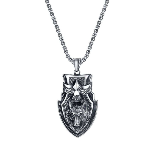 Eagle & Wolf Shield Necklace