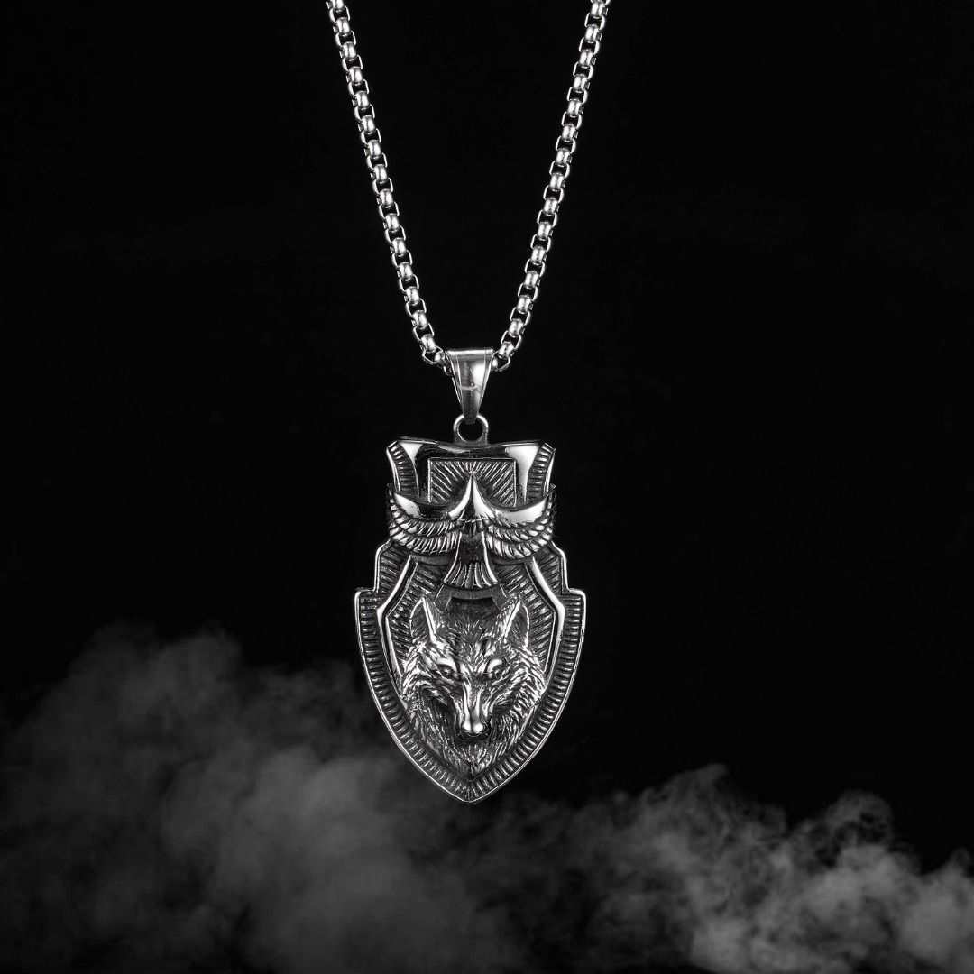 Eagle & Wolf Shield Necklace