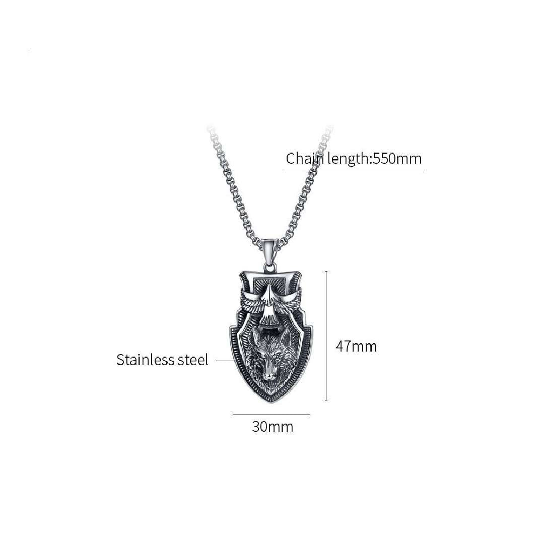 Eagle & Wolf Shield Necklace