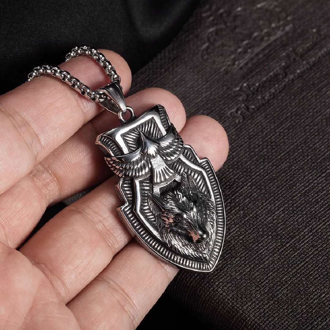 Eagle & Wolf Shield Necklace