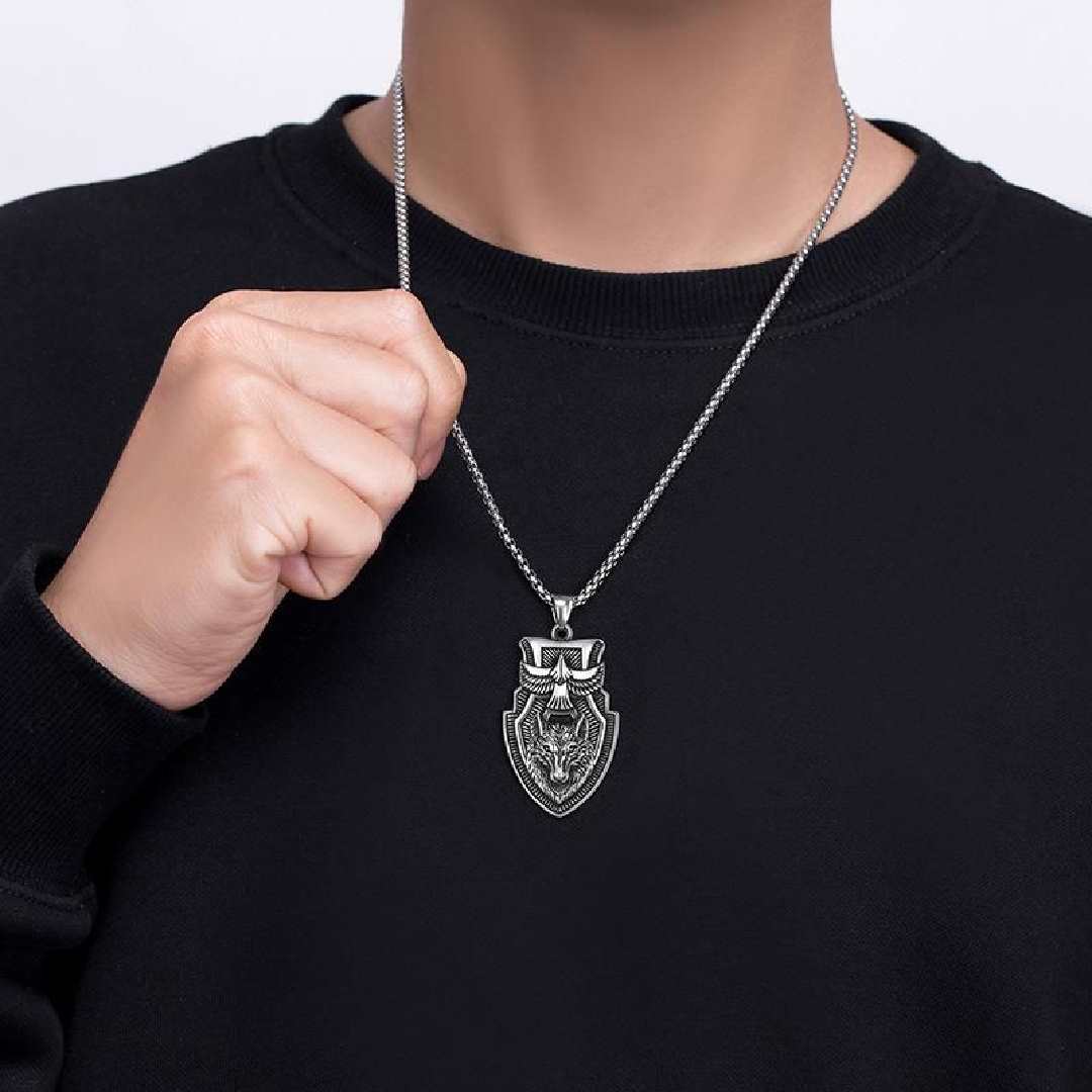 Eagle & Wolf Shield Necklace